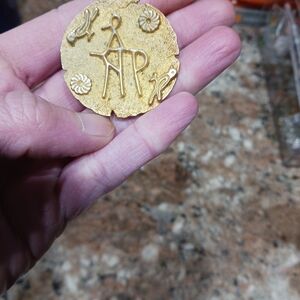 Vtg Byzantine Revival Pin Brooch Monogram Gilded Bird Silver 800 Gold Wash